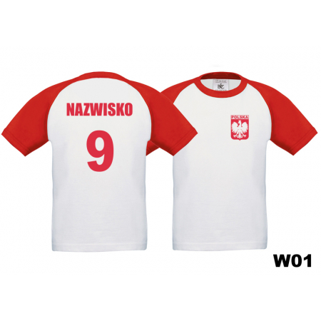 Koszulka dziecięca W01 Małego Kibica Reprezentacji Polski + Nazwisko i numer